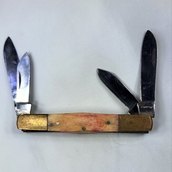 4 Blade Multifunctional Pocket Knife with Gold and Orange Handle - Picture 3 of 14